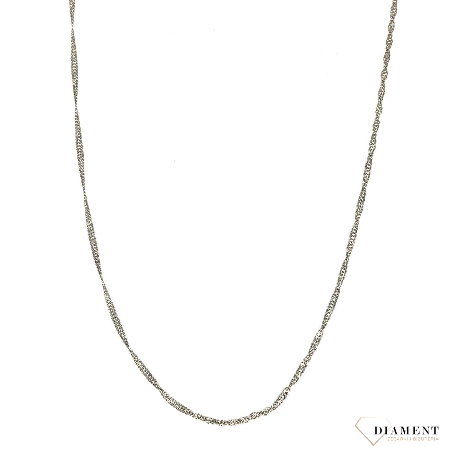 Złoty łańcuszek 585 Białe Złoto Singapur 1 mm DIA-LAN-1151B-585 1mm ✅ Złoty łańcuszek wykonany z białego złota próby 585 ✅.jpg